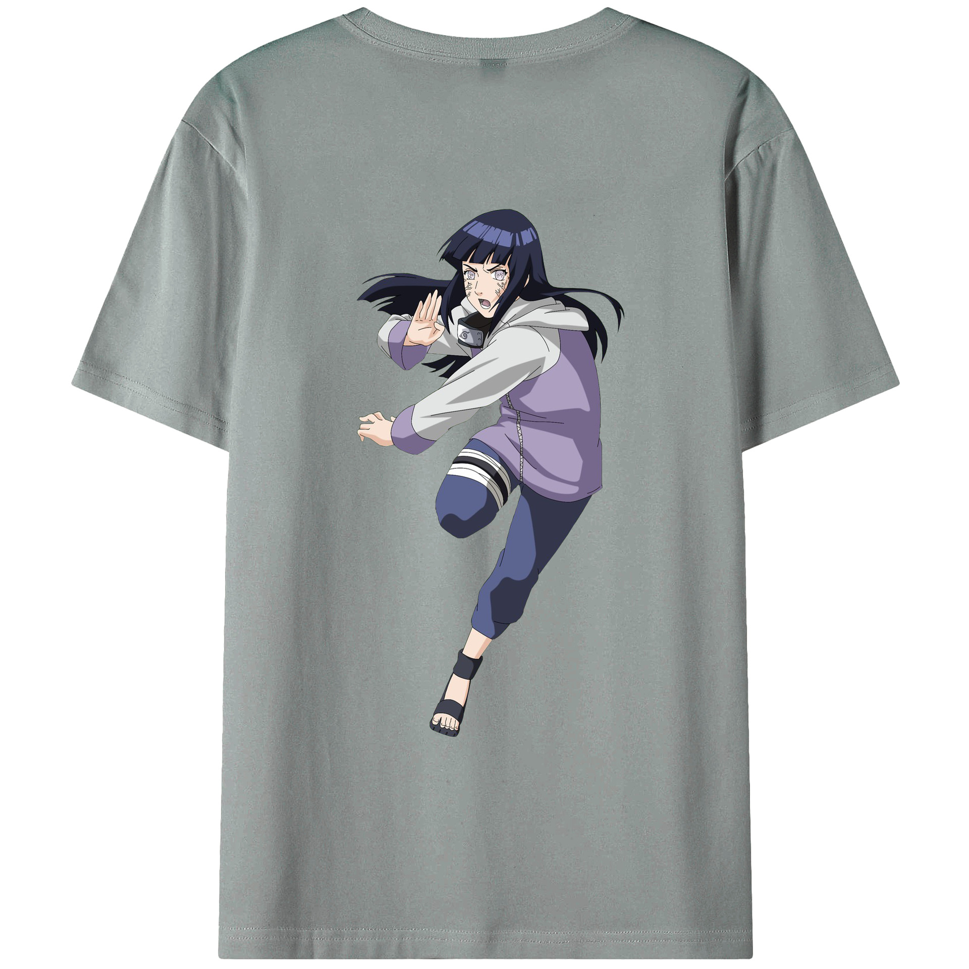 （画像用） NARUTO -ナルト- 日向ヒナタ Hyūga Hinata 綿100％ メンズ半袖Tシャツ（バックプリント） 通気性